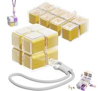 Magic Cube Magnetic Pill Organizer with 8 Compartments, Magnetic Travel Pill Case with Strap, Portable Foldable Magnetic Pill Box, for Vitamins, Supplements, Daily Medication (Yellow,Lanyard)