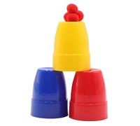 Magic Cups and Balls Trick - Trois tasses avec boules magiques, accessoire de performance en gros plan, matériau PVC, 6 x 5 x 5 cm