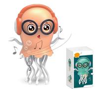 Magic Dancing Octopus Toy, Dancing Squid Toy, Crawling Dancing Automatic Obstacle Sensor, Funny Squid for Office Desk Decor, with LED Light and Music (Orange)
