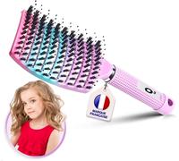 Magic Detangling Hair Brush [Rainbow Pink Brush Does Not Pull] 100% Natural Boar Bristle-For Gentle Detangling