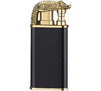 Magic Double Flame Lighter,Wind-Proof Direct Jet Blue Fire,Double Flame Lighter, Dual Arc Lighter,Jet Flame, Refillable,for Dad Boyfriend Birthday Unique Gift (Black)