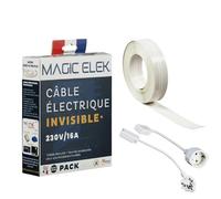 MAGIC ELEK - Câble électrique invisible ultra plat 5M 230V/16A - 3 LIGNES - disparaît sous peinture, papier peint, carrelage… Fini les goulottes passe câble…