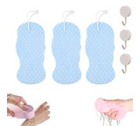 Magic Exfoliating Bath Sponge,3D Radiant Skin Super Soft Exfoliating Bath Sponge,Gentle Exfoliating Bath Sponges,Highly Absorbent and Soft Elastic for Face & Body Skin,Reusable (3PCS-blue)