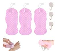 Magic Exfoliating Bath Sponge,3D Radiant Skin Super Soft Exfoliating Bath Sponge,Gentle Exfoliating Bath Sponges,Highly Absorbent and Soft Elastic for Face & Body Skin,Reusable (3PCS-pink)