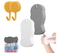 Magic Exfoliating Bath Sponge Body Scrubber, 3D Super Soft Exfoliating Bath Sponge, Skin Friendly and Reusable for Adults Women and Men-Gentle cleansing (White+Gray)
