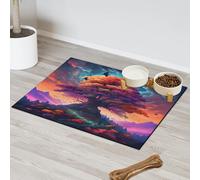 Magic Forest Landscape Tree Tapis d'alimentation pour chat et chien Tapis d'alimentation pour animal domestique Tapis d'alimentation absorbant Nti-Slip Contiennent les déversements Protège les sols