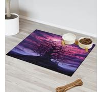Magic Forest Tree Tapis d'alimentation pour chat et chien Tapis d'alimentation pour animal domestique Tapis d'alimentation absorbant Nti-Slip Contiennent les déversements Protège les sols Set de table