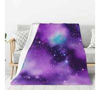 Magic Galaxy Sky Couverture légère et chaude en flanelle douce pour canapé, lit, camping, violet