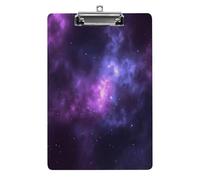 Magic Galaxy Sky Porte-bloc en plastique violet avec clip bas, format A4, planche à pince tendance pour bureau, salle de classe, enseignant avec crochet de suspension