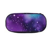 Magic Galaxy Sky Purple Print With Zipper Compartments Stationery Pencil Bag Portable Cosmetic Storage Bag