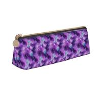 Magic Galaxy Sky Trousse à crayons triangulaire en cuir avec fermeture éclair pour garçons filles élèves pour le travail et l'école Violet, blanc, Taille unique, Trousse de maquillage