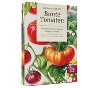 Magic Garden Seeds Boîte de semences de tomates colorées avec 9 variétés - Tomates cocktails, viandes et salades en jaune, rouge, violet - Kit de tomates résistantes aux graines pour jardin, pot et