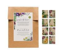 Magic Garden Seeds - Floraison - 40 sachets plats colorés en papier avec 8 designs différents - Sac cadeau - Petit/mini en papier kraft imprimé
