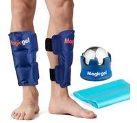 Magic Gel Pack de Glace pour Tibia - Soulagement de la Douleur de Périostite Tibiale - Poche de Glace Avec Bandes d'Etirement (Soutien de Jambe pour Syndrome Stress Tibial)