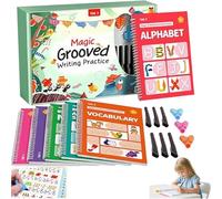 Magic Grooved Writing Practice，magic Grooved Handwriting Practice Books，Reusable Handwriting Workbooks ，Number Letter Tracing Book for Preschool Learning Activities&Homeschool Supplie-A