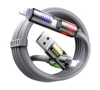MAGIC JOHN Câble de Charge Rapide 4 en 1 240W 2m avec Puce E-Mark pour iPhone, MacBook, iPad, Galaxy, AirPods, Gris