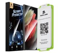 MAGIC JOHN Lot de 2 films de protection d'écran pour Samsung Galaxy S21 Ultra (6,8"), film céramique [non verre], compatible avec les empreintes digitales, installation facile, résistant aux chocs,