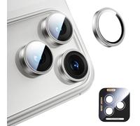 MAGIC JOHN Protection d'objectif d'appareil photo pour iPhone 2025, anneau unique en métal ultra HD, verre trempé 9H, argent
