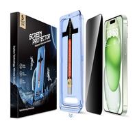 MAGIC JOHN Verre Trempé Anti Espion pour iPhone 15 Plus Lot de 2 | Facile à Installer, 9H Protection D'écran, Anti-Poussière, Anti-Bulles, Anti-Rayures, Dépoussiérage Automatique