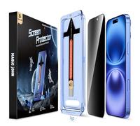 MAGIC JOHN Verre Trempé Anti Espion pour iPhone 16 Lot de 2 | Facile à Installer, 9H Protection D'écran, Anti-Poussière, Anti-Bulles, Anti-Rayures, Dépoussiérage Automatique
