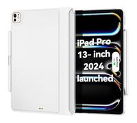 Magic-Keyboard Étui Compatible avec iPad Pro-13 M4 2024, Housse avec Porte-Stylet Apple pour Smart MagicKeyboard Folio Fin et Durable, avec Cuir Durable, (Clavier Non Inclus), Blanc