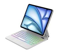 Magic Keyboard pour iPad Air 11"(M3 2025, M2 2024)/Air 10.9"(5e/4e Gén) et iPad Pro 11"(2018-2022), Support Flottant et Pavé Tactile Multi-touch, AZERTY Français Clavier avec Rétroéclairées, Blanc