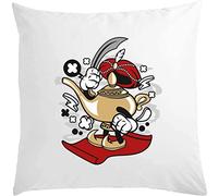 Magic Lamp Genie Aladin Coussin décoratif Motif tapis volant Blanc 40 x 40 cm