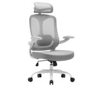 Magic Life Chaise de Bureau Ergonomique,Chaise avec Appui-tête 2D en Maille avec Dossier Haut,Support Lombaire Confortable,accoudoirs réglables (Blanco)