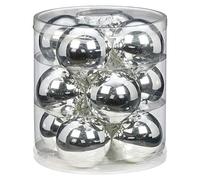 MAGIC Lot de 12 boules de sapin Noël, en verre, 8 cm couleur : argent brillant