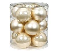 MAGIC Lot de 12 boules de sapin Noël, en verre, 8 cm couleur : champagne opale, mat (Perle)