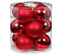 MAGIC Lot de 12 boules de sapin Noël, en verre, 8 cm couleur : rouge brillant/mat
