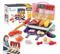 Magic Meals Kids Grill with Smoke, Lights & Sounds - Pretend BBQ Play Kitchen Set with Color-Changing Food, Tongs, Skewers & Pans, Interactive Sensory Cooking Toy for Boys & Girls Ages 3+(#B)