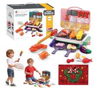 Magic Meals Kids Sensory Kitchen BBQ, Kids Grill Playset with Smoke Sound Light & Color-Changing Toppings, Interactive Magic Meals Kid Grill, Gift for Girls and Boys (Pink)