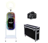 Magic Mirror Photo Booth avec écran tactile LCD de 21,5", étui de vol, mini PC intégré, anneau lumineux RVB, partage et impression, stand pour fête de mariage, location d'événements (machine +