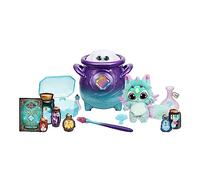 Magic Mixies - Chaudron Magique Violet avec Vraie Brume et Peluche Interactive Bleue de 20 cm. suis Les Instructions du grimoire et ajoute Les ingrédients Magiques.