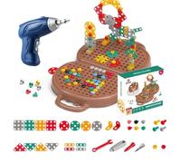 Magic Montessori Play Toolbox with Drill Creativity Tool Box Building (Brown)