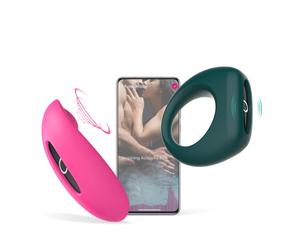 Magic Motion - Pack cockring et stimulateur clitoridien avec Télécommande - Rose/Vert