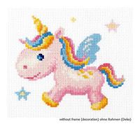 Magic Needle 10-35 Kit de broderie au point de croix en coton Motif licorne arc-en-ciel Multicolore 15 x 14 cm