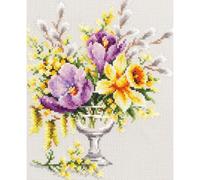 Magic needle 100-002 ZW Zweigart Edition Kit de broderie au point de croix avec motif compté Motif bouquet de printemps Multicolore 20 x 23 cm