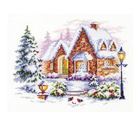 Magic needle 110-041 ZW Winterhaus Kit point de croix avec motif compté Zweigart Edition Coton Multicolore 20 x 17 cm