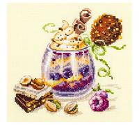 Magic needle 120-080 ZW Zweigart Edition Kit de broderie au point de croix avec motif compté et dessert au chocolat Multicolore 17 x 17 cm