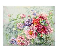 Magic Needle 510-224 ZW Zweigart Edition Kit de broderie au point de croix avec motif compté Motif pivoines et hortensias Multicolore 40 x 30 cm