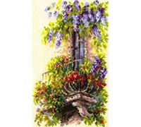Magic Needle 74-05 ZW Kit de point de croix pour balcon en fleurs avec motif compté Zweigart Edition, coton, multicolore, 15 x 23 cm