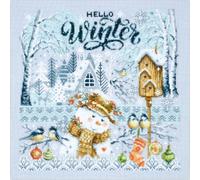 Magic Needle Kit de broderie au point de croix Motif bonjour hiver 26 x 26 cm