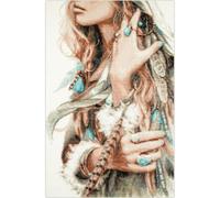 Magic Needle Kit de broderie au point de croix Motif fille bohème 27 x 43 cm
