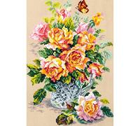 Magic Needle Roses de thé Kit de Broderie au Point de Croix compté Zweigart Edition, Coton, Multicolore, 24x34cm