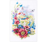 Magic needle ZW 210-351 Kit de point de croix Motif fleurs sauvages de la côte avec motif compté Zweigart Edition, coton, multicolore, 18 x 29 cm