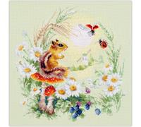 Magic Needle Zweigart Edition Kit de broderie au point de croix "Histoires de prairies. Écureuil à rayures", modèle à compter, 26x26cm