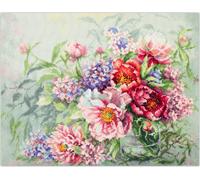 Magic Needle Zweigart Edition Point de Croix Set "Pivoines et Hortensias", motif à compter, 40x30cm