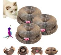 Magic Organ Curl Jouet pour chat - Tapis interactif à gratter avec balle cloche pour chatons d'intérieur (3 pièces)